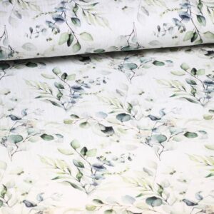 Hydrophile Baby-Baumwolle mit digitalem Druck von grünen Blättern