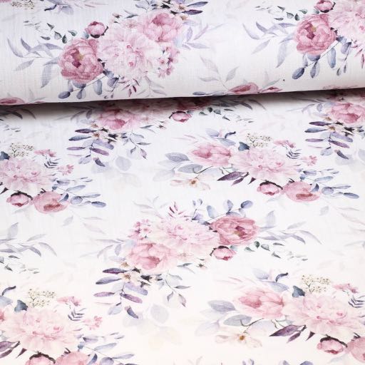 Hydrophile Baby Baumwolle digital bedruckt Rosa Blumen