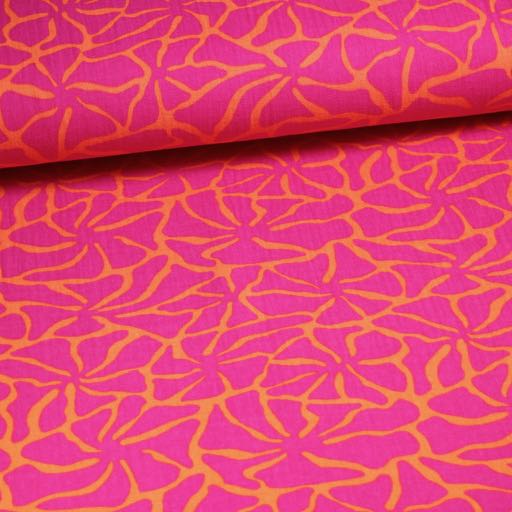 Hydrophile Baby-Baumwolle Bedruckte Retro-Blume Orange/Lila