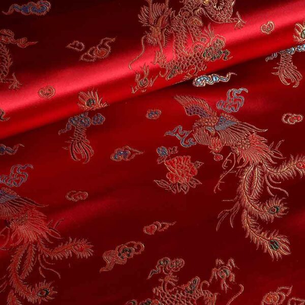 Satin Jaquard Drache rot
