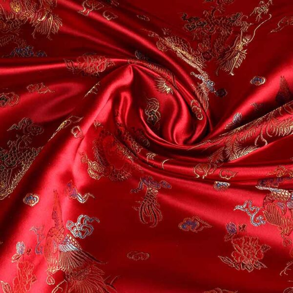 Satin Jaquard Drache rot