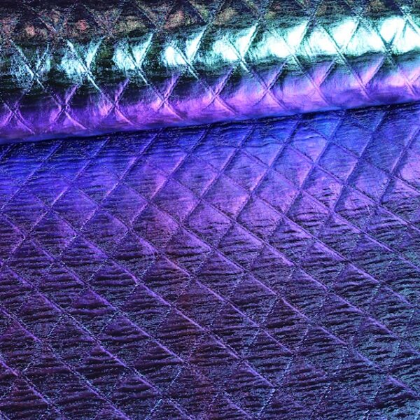 Metallic-Stoff Karo 2-farbig blau/violett