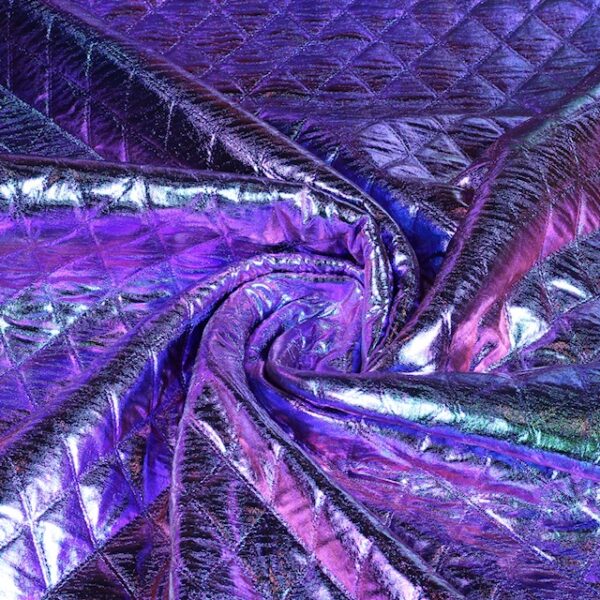 Metallic-Stoff Karo 2-farbig blau/violett