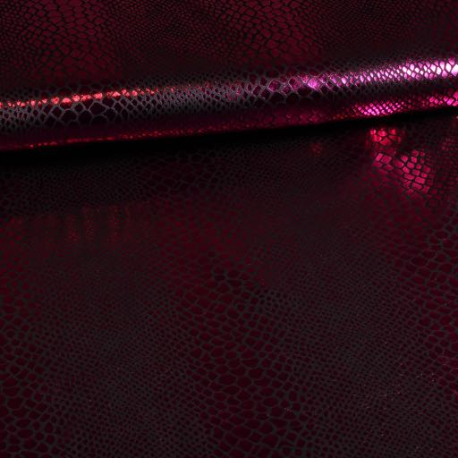 Jersey Stretch Krokodil schwarz / fuchsia Folie