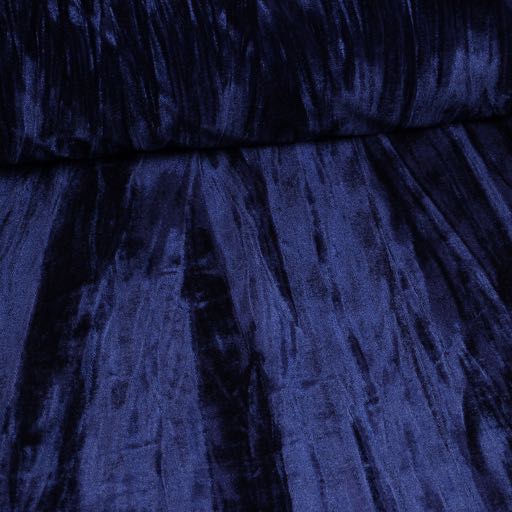Glänzender Stretch-Samt/Velours plissiert Navy