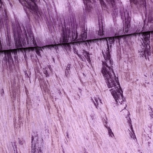 Glänzender Stretch-Samt /Velour plissiert Hellviolett/Lila