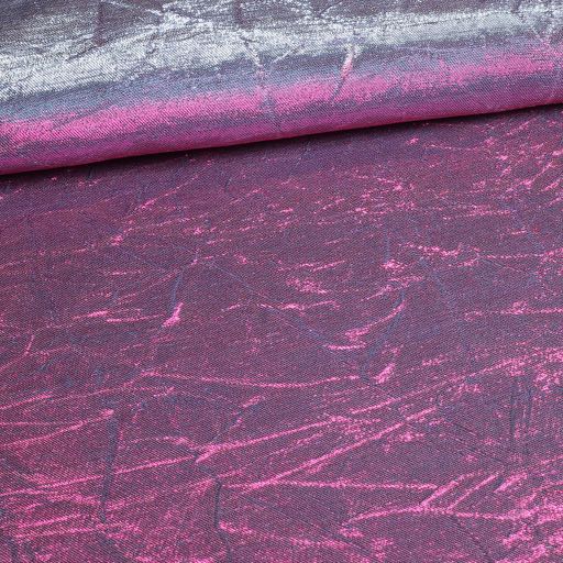 Lurex Stoff geknittert silber/fuchsia