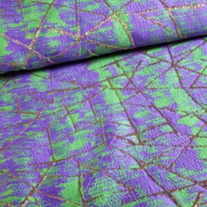 Jacquard gold lurex abstrakt grün/violett
