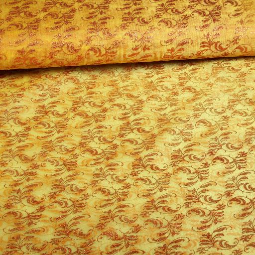 Organza bedruckt Glitzer Brokat Gold