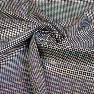 Samtstoff Stretch Hologramm Pailletten Silber