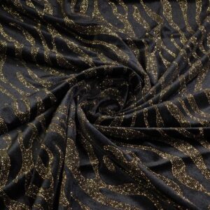 Samtstoff Stretch Glitzerstreifen gold