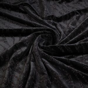Samtstoff Stretch Glitterstreifen schwarz