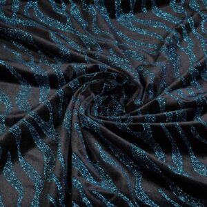 Samtstoff Stretch Glitterstreifen kobalt