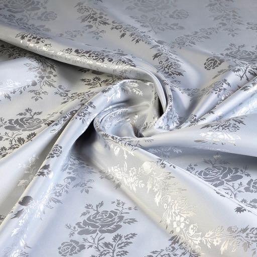 Satijn Jacquard Rosen hellgrau
