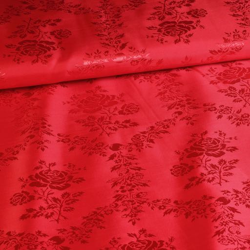 Satijn Jacquard Roos rot