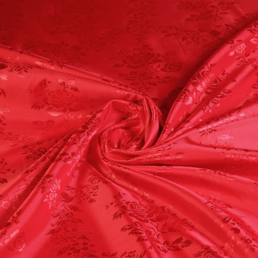 Satijn Jacquard Roos rot
