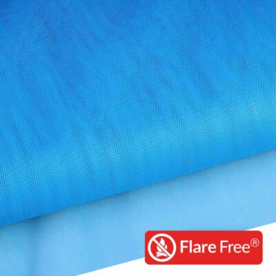 Tüll flammhemmend fluor blau