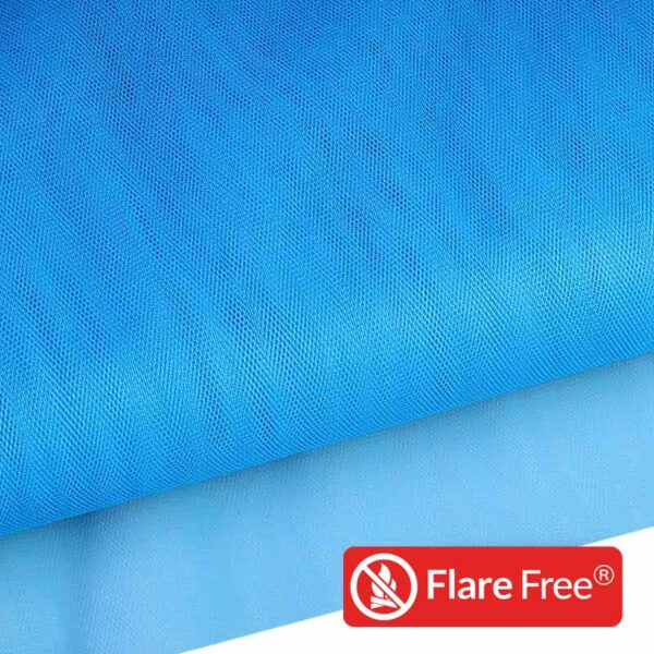 Tüll flammhemmend fluor blau