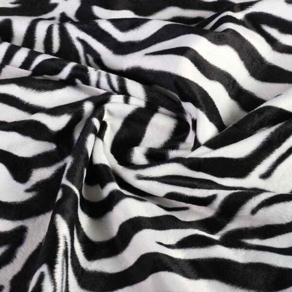 Velboa-Stoff Zebraprint weiß groß