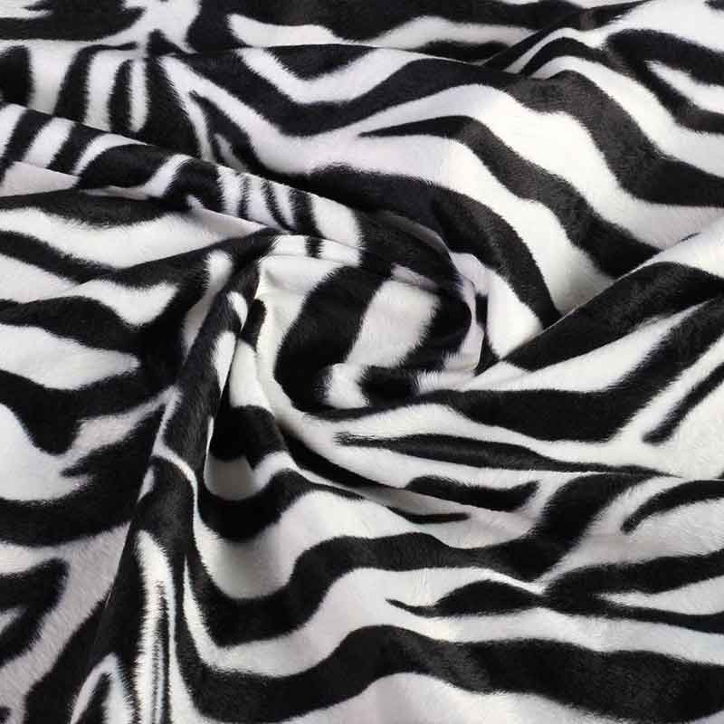Velboa-Stoff Zebraprint weiß groß