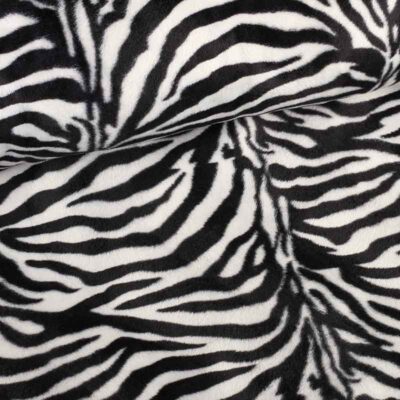 Velboa-Stoff Zebradruck weiß