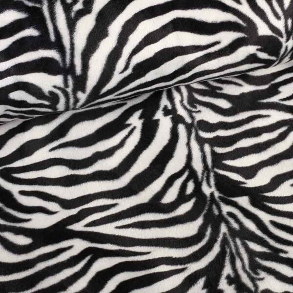 Velboa-Stoff Zebradruck weiß