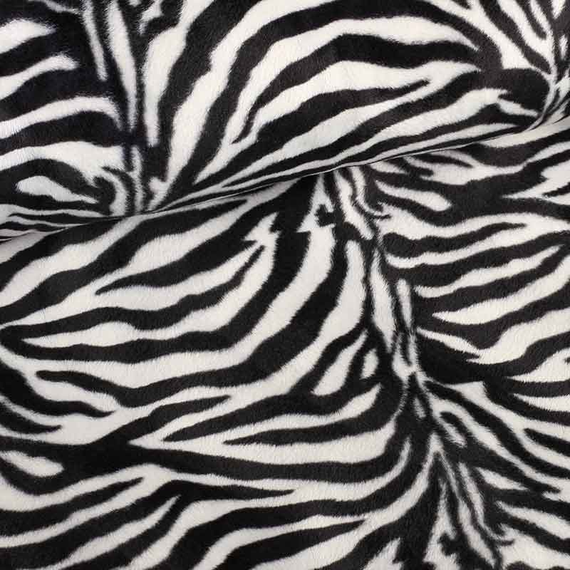 Velboa-Stoff Zebradruck weiß