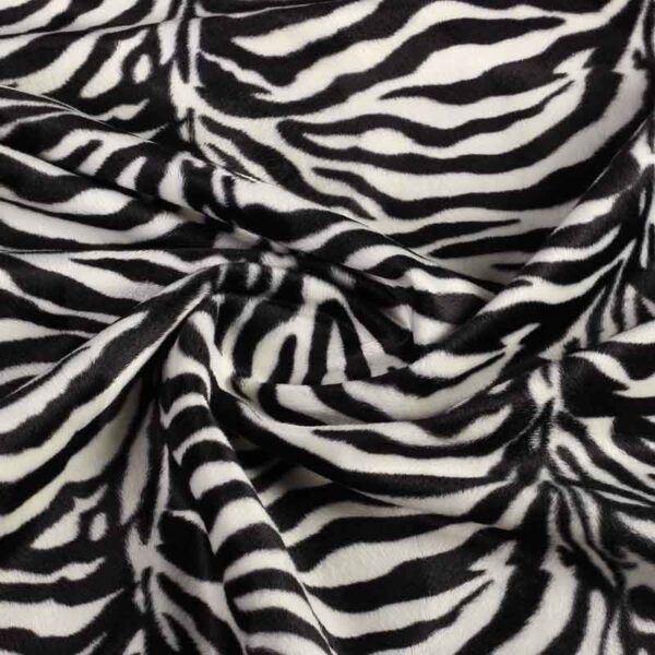 Velboa-Stoff Zebradruck weiß