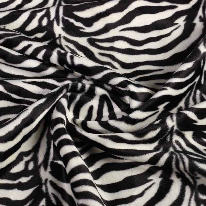 Velboa-Stoff Zebradruck weiß
