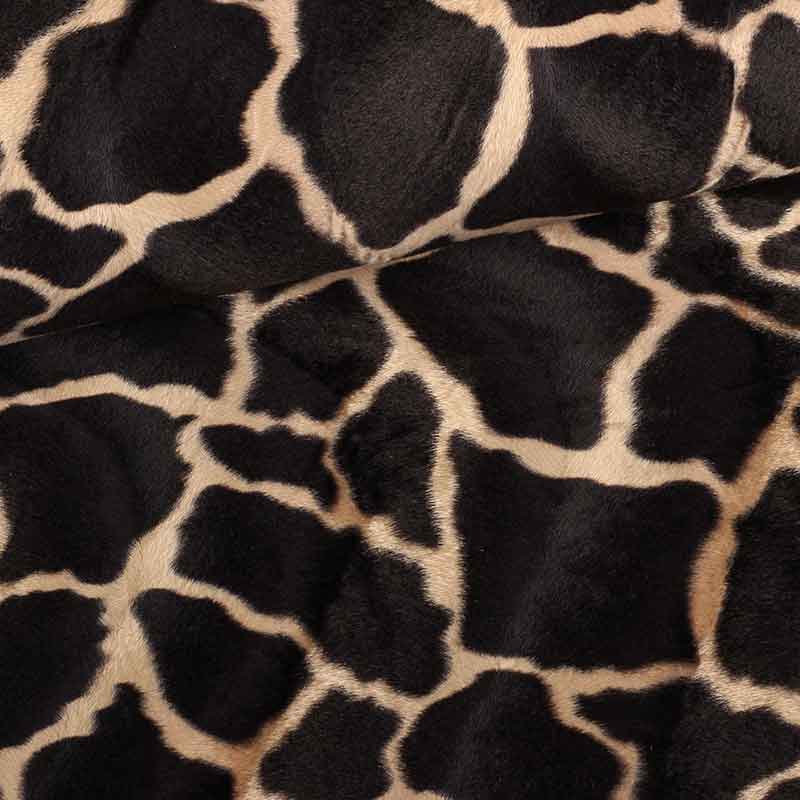 Velboa-Stoff Giraffe dunkelbraun Camel