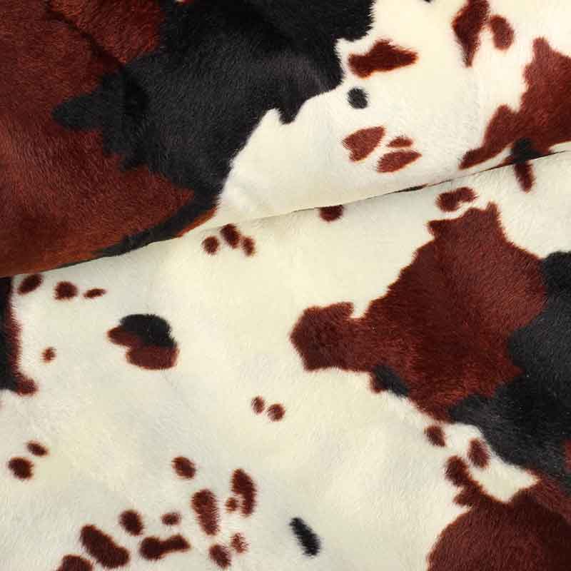 Velboa-Stoff Kuhprint braun schwarz