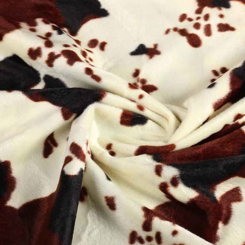 Velboa-Stoff Kuhprint braun schwarz