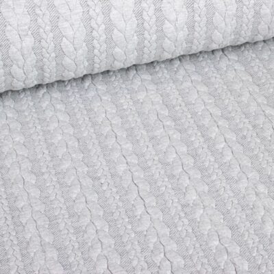 Kabelstoff Jacquard Tricot hellgrau melange
