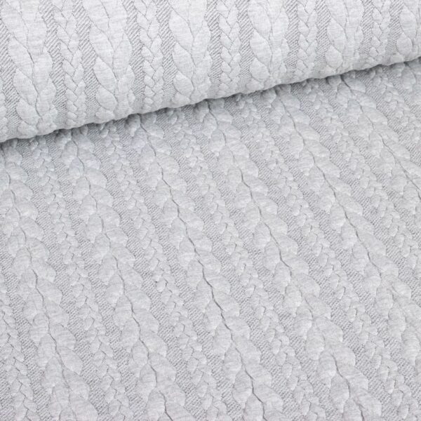 Kabelstoff Jacquard Tricot hellgrau melange