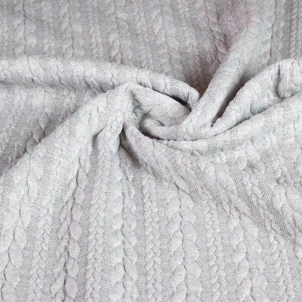 Kabelstoff Jacquard Tricot hellgrau melange