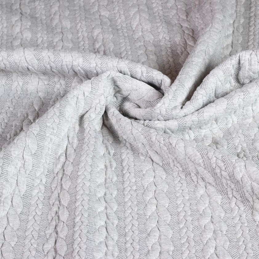 Kabelstoff Jacquard Tricot hellgrau melange