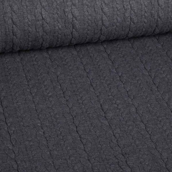 Kabel Jacquard Tricot dunkelgrau melange
