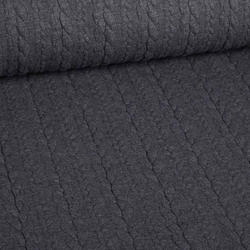 Kabel Jacquard Tricot dunkelgrau melange