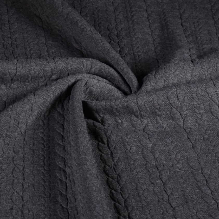 Kabel Jacquard Tricot dunkelgrau melange