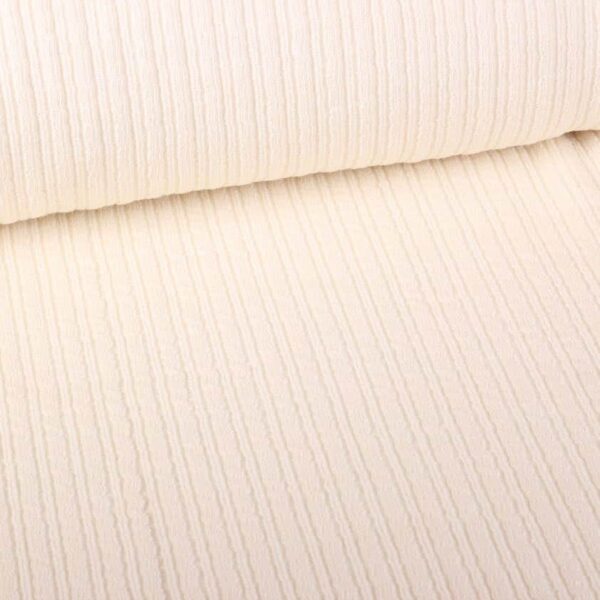 Fantasie-Rippenstoff Wolle ecru