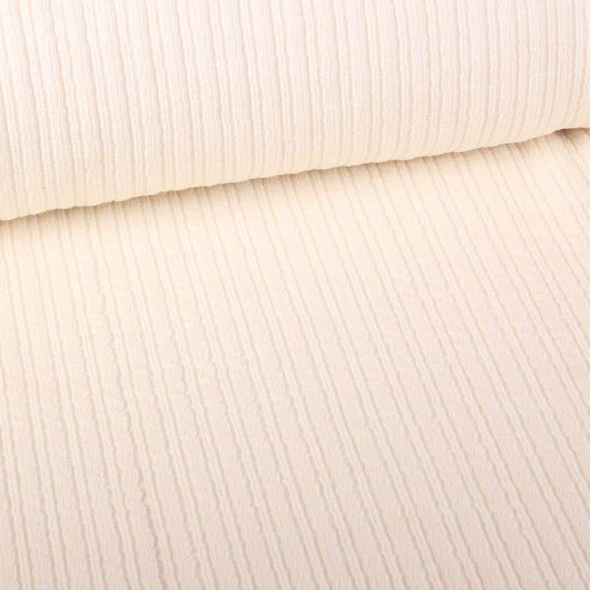 Fantasie-Rippenstoff Wolle ecru