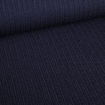Fantasie Rippstoff Wolle Navy