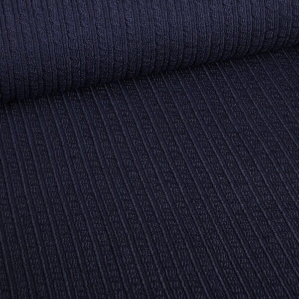 Fantasie Rippstoff Wolle Navy