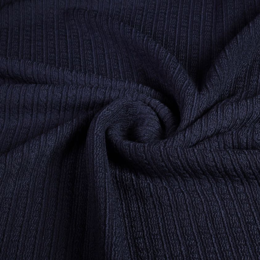 Fantasie Rippstoff Wolle Navy