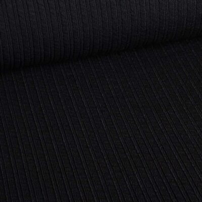 Fantasie-Rippenstoff Wolle schwarz