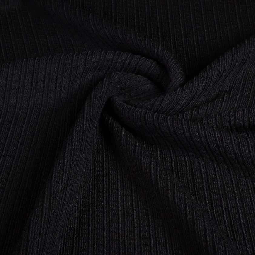 Fantasie-Rippenstoff Wolle schwarz
