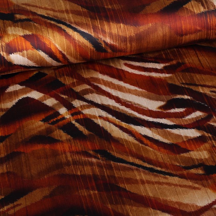Stretch-Stoff Satin matt Zebra Rost