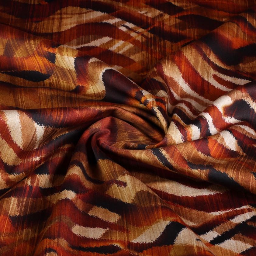 Stretch-Stoff Satin matt Zebra Rost