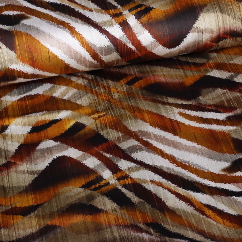 Stretch-Stoff Satin matt Zebra braun