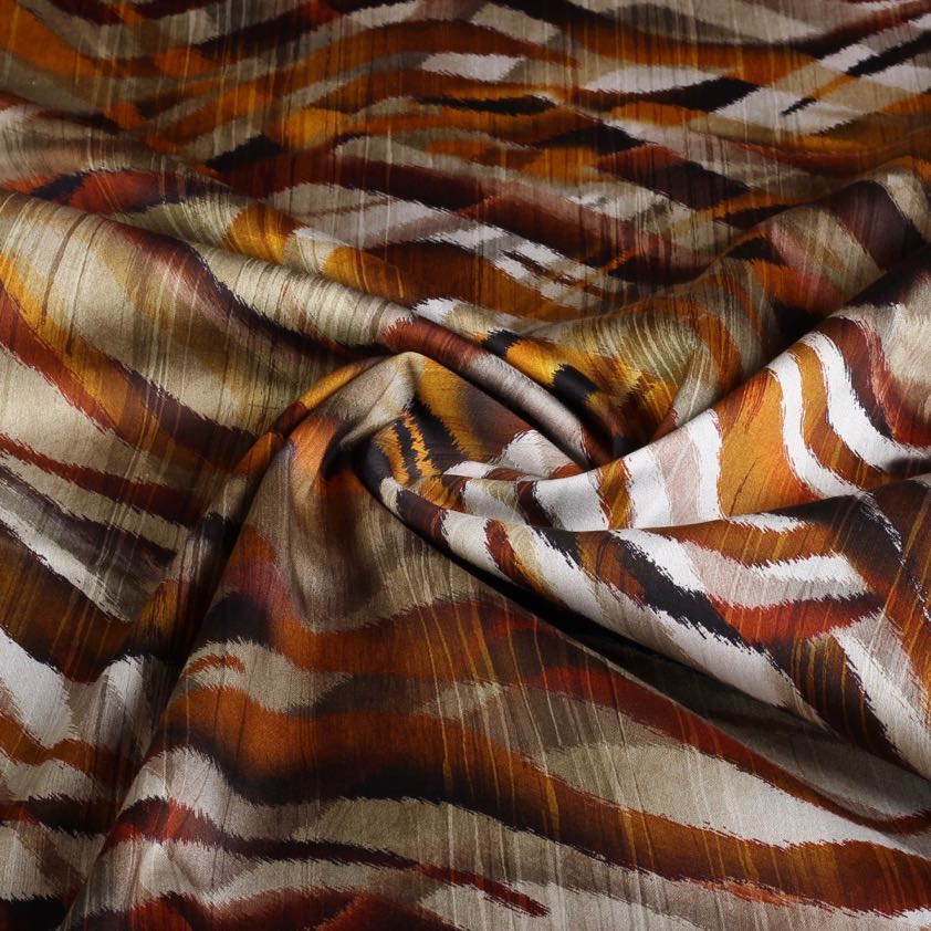 Stretch-Stoff Satin matt Zebra braun